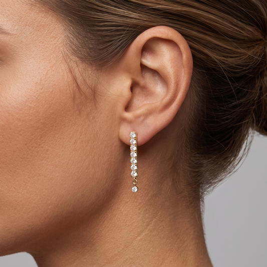 Ruby Diamond 14K (or 18k upon request) Yellow Gold Drop Earrings