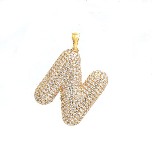 Bold Diamond Initial “V” 18K Yellow Gold Pendant Necklace