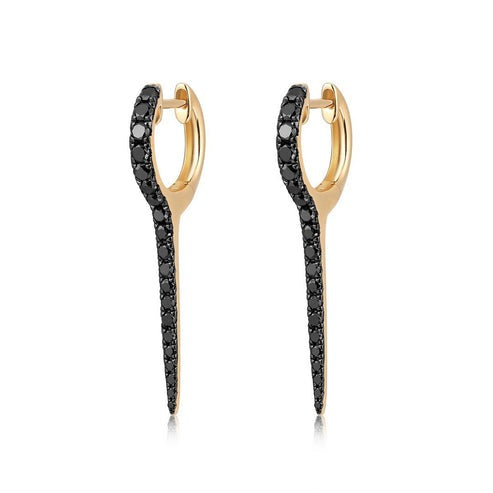 Black Rhodium Diamond Drop Earrings in 14K Yellow Gold