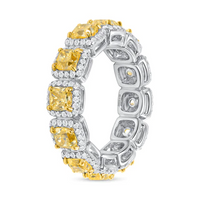 Platinum Cushion Cut Diamond Eternity Band Ring in 14K Gold