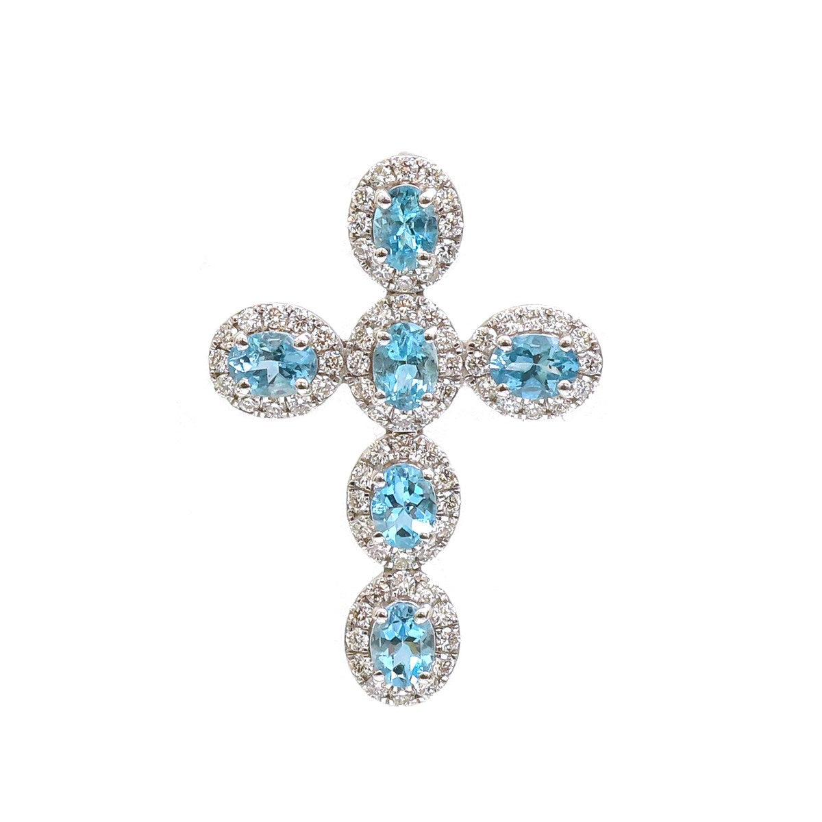 Oval Aquamarine Diamond 14K (18K Custom) Yellow Gold Pendant Necklace