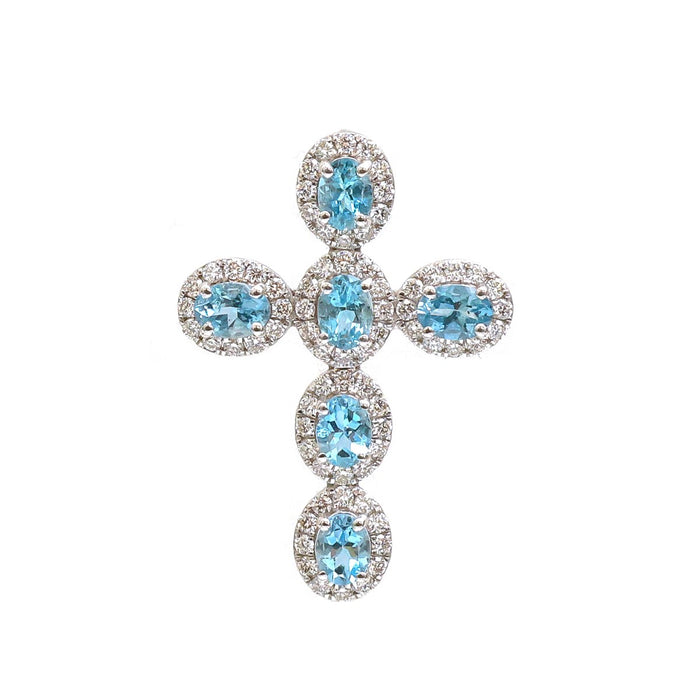 Oval Aquamarine Diamond 14K (18K Custom) Yellow Gold Pendant Necklace