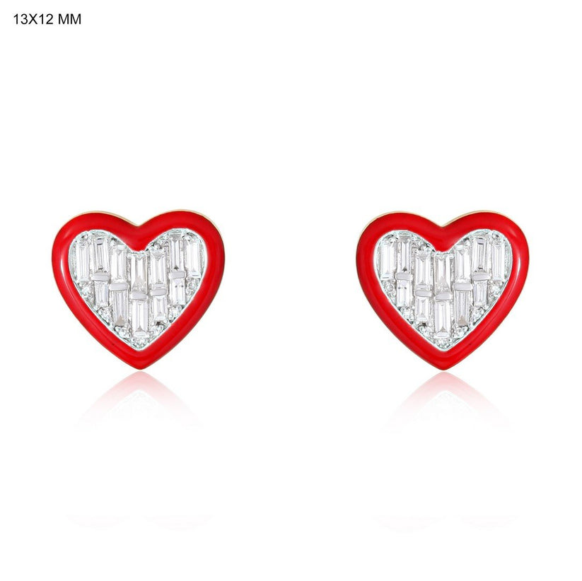 Period Charm Baguette Diamond Stud Earrings in 14K Yellow Gold