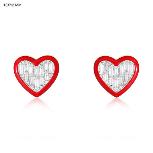 Period Charm Baguette Diamond Stud Earrings in 14K Yellow Gold
