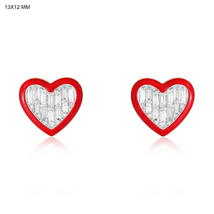 Period Charm Baguette Diamond Stud Earrings in 14K Yellow Gold