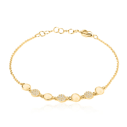 Diamond Disc Bracelet in 14K Yellow Gold
