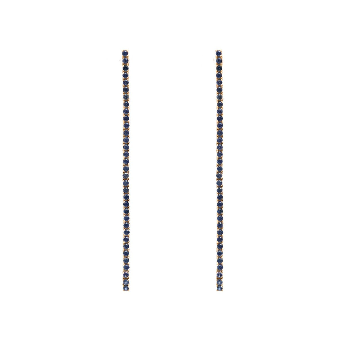 Blue Sapphire Linear 18K White Gold Drop Earrings