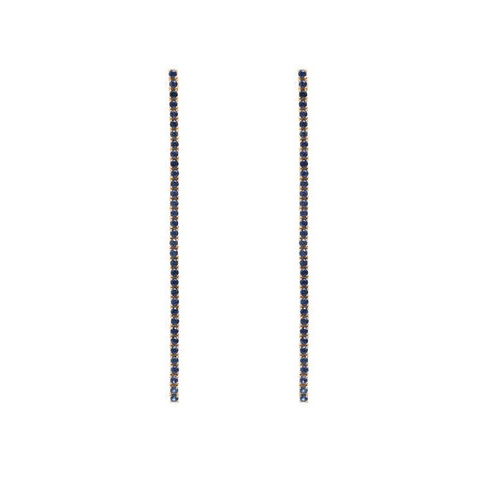 Blue Sapphire Linear 18K White Gold Drop Earrings