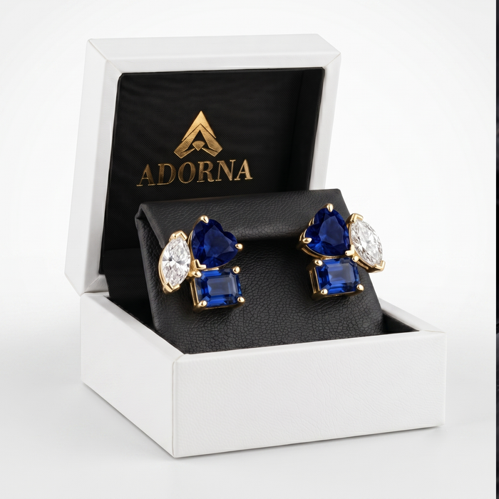 Six Topaz Diamond Stud Earrings in 14K Yellow Gold