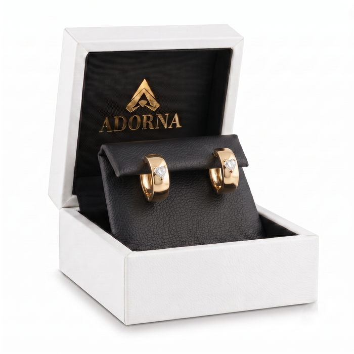 Eternal Heart Diamond Huggie Earrings in 14K Yellow Gold