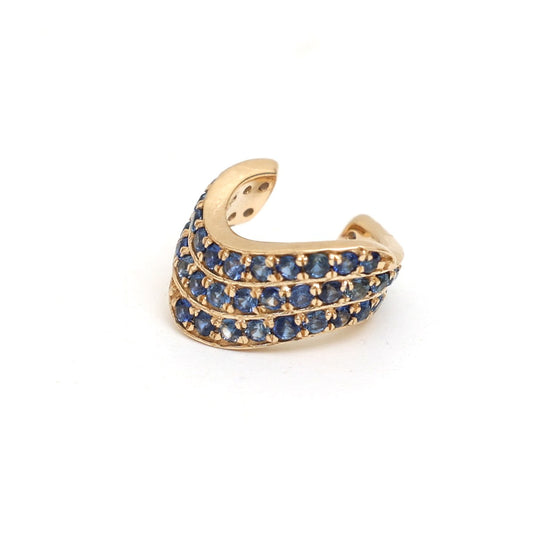Blue Sapphire Pavé 14K Yellow Gold Ear Cuff