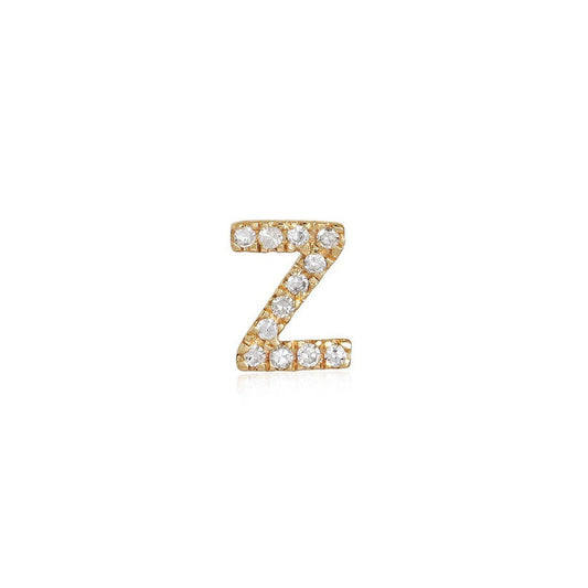 Age Letter Diamond Stud Earrings in 14K Yellow Gold