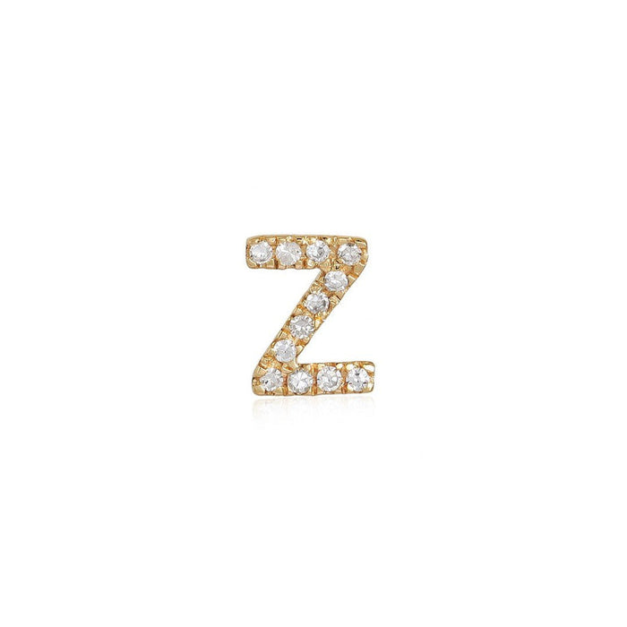 Age Letter Diamond Stud Earrings in 14K Yellow Gold
