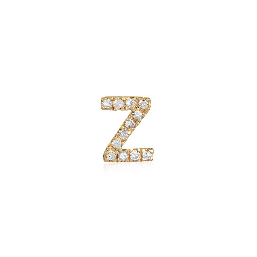 Age Letter Diamond Stud Earrings in 14K Yellow Gold