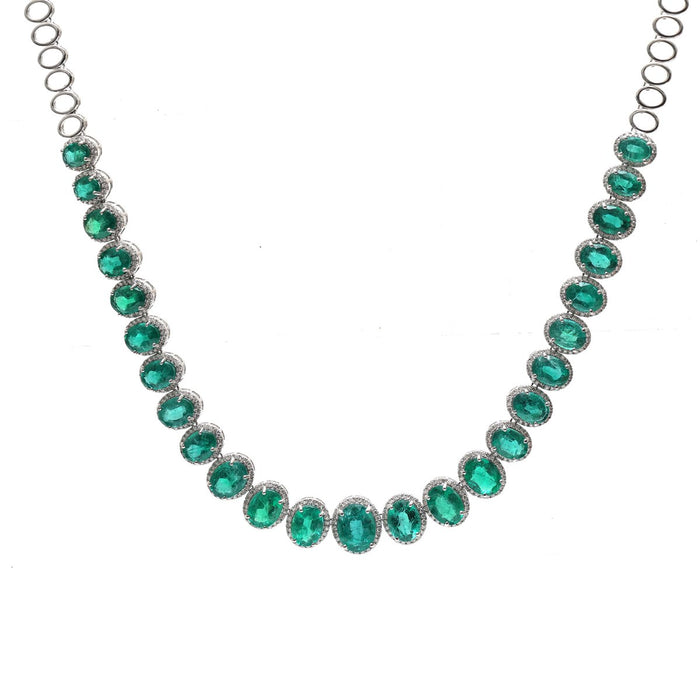 Imperial Emerald & Diamond 18K White Gold Statement Necklace