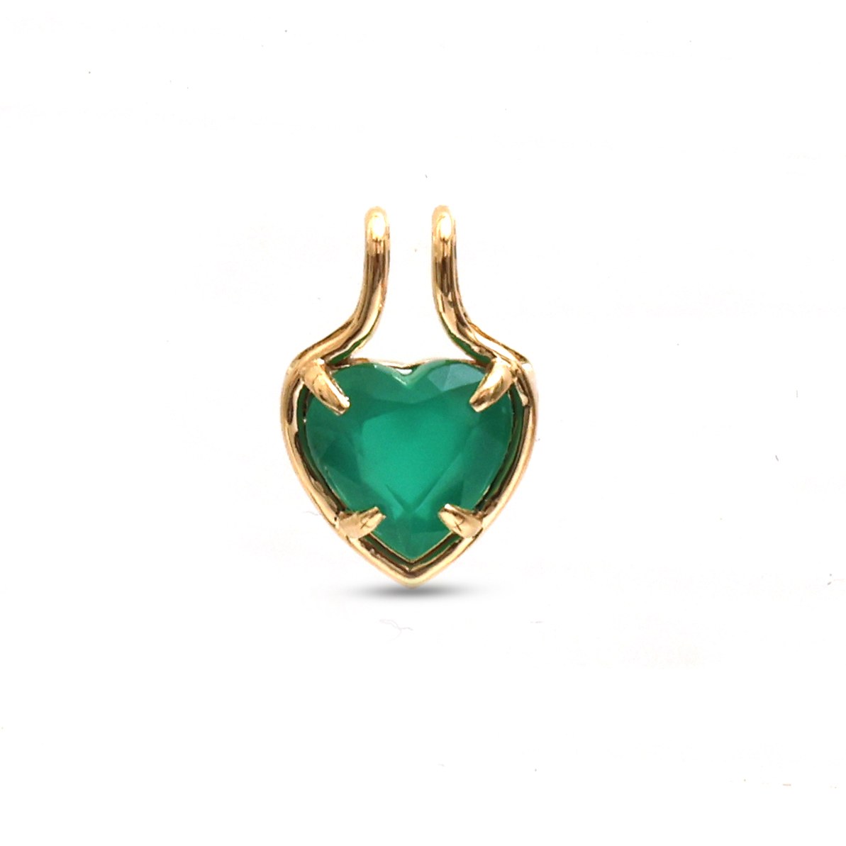 Heart Emerald Solitaire 18K Yellow Gold Pendant Necklace
