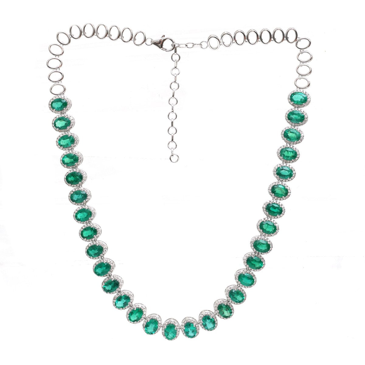 Prestige Emerald & Diamond 18K White Gold Statement Necklace