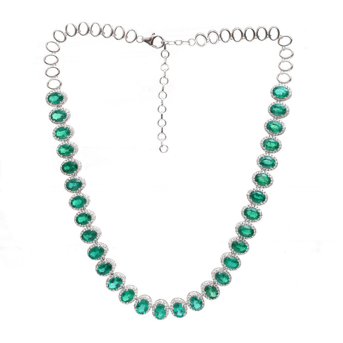 Prestige Emerald & Diamond 18K White Gold Statement Necklace