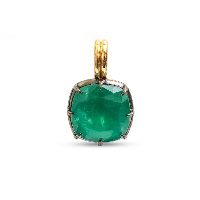 Grand Cushion Emerald 18K Yellow Gold Pendant Necklace