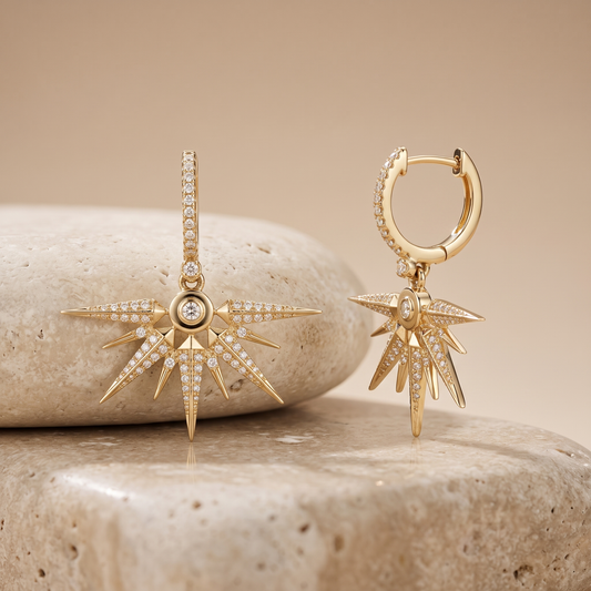 112 Diamond 14K (or 18k upon request) Yellow Gold Diamond Drop Earrings