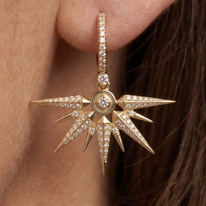 112 Diamond 14K (or 18k upon request) Yellow Gold Diamond Drop Earrings