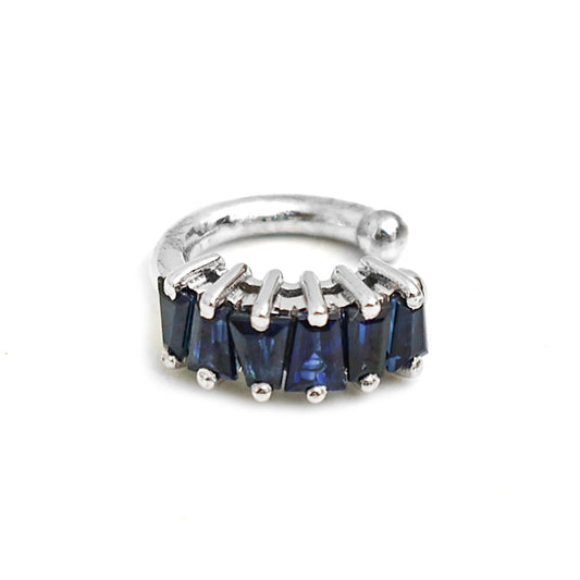 Blue Sapphire 14K (18k Custom) White Gold Ear Cuff