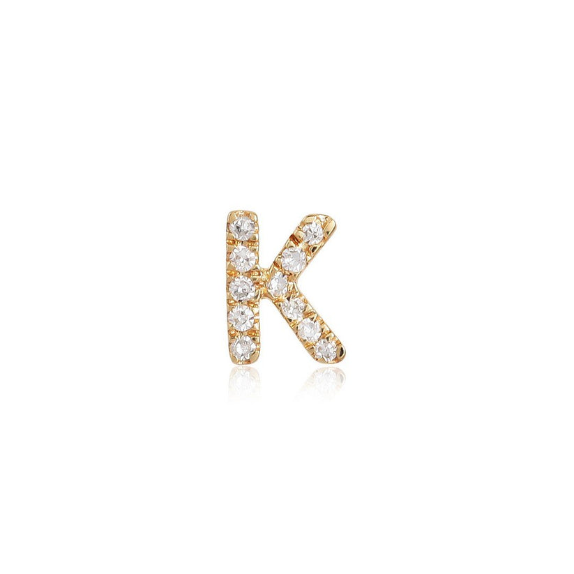 K Initial Diamond Letter Stud Earrings in 14K Yellow Gold