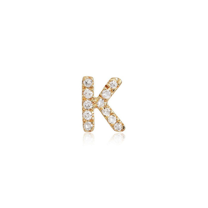 K Initial Diamond Letter Stud Earrings in 14K Yellow Gold