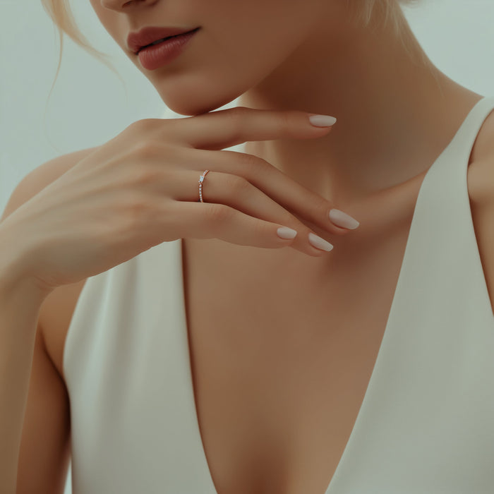 Baguette Round Diamond Band Ring in 14K Yellow Gold