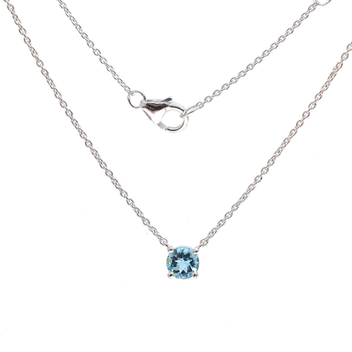 Premium Aquamarine 18k White Gold Solitaire Necklace