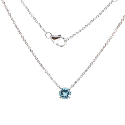 Premium Aquamarine 18k White Gold Solitaire Necklace