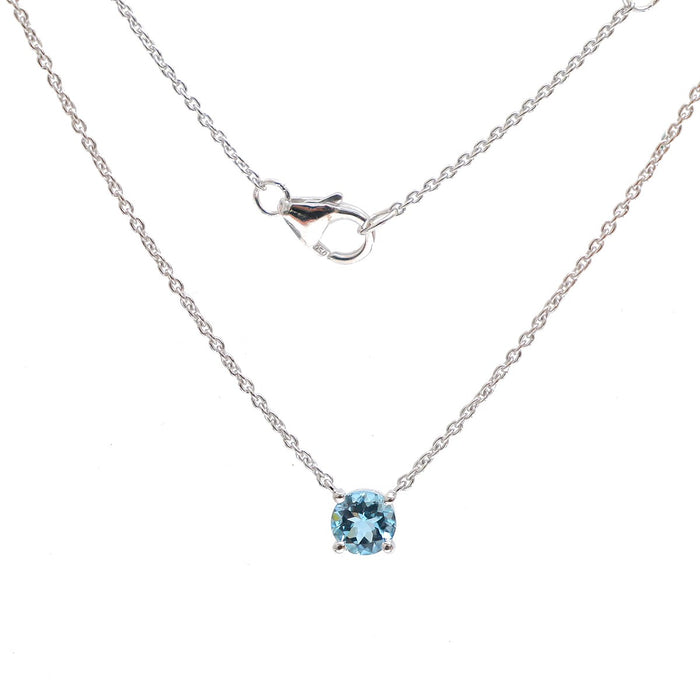 Premium Aquamarine 18k White Gold Solitaire Necklace