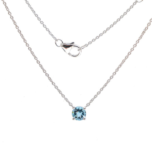 Premium Aquamarine 18k White Gold Solitaire Necklace