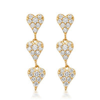 Triple Heart Trail Drop Earrings in 14K Yellow Gold