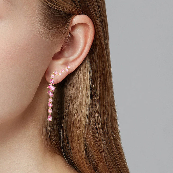 Pink Multishape Topaz Drop Earrings in 14K Rose Gold