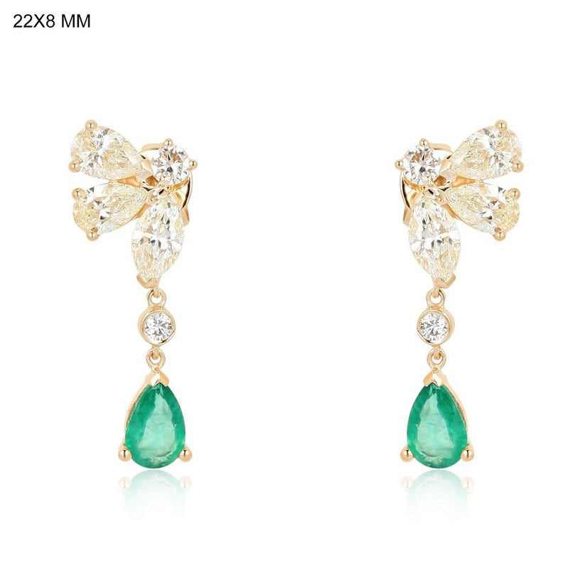 Grace Diamond Drop Earrings in 14K Yellow Gold