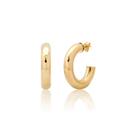 Classic Polished Hoop Earrings in 14K Yellow Gold