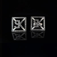 Alphabet Black Diamond White Gold Square Cufflinks