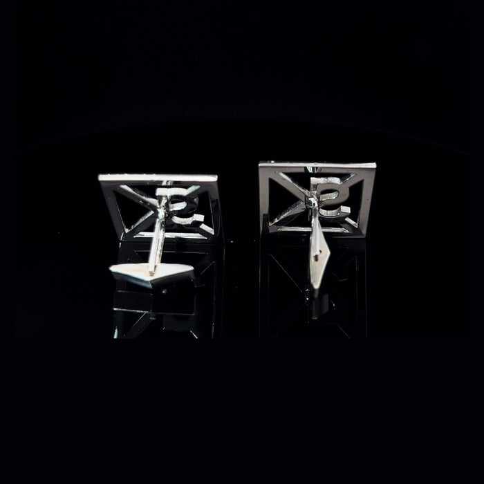 Alphabet Black Diamond White Gold Square Cufflinks