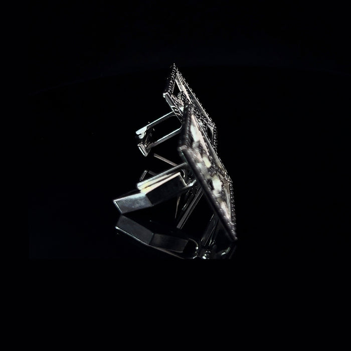 Alphabet Black Diamond White Gold Square Cufflinks