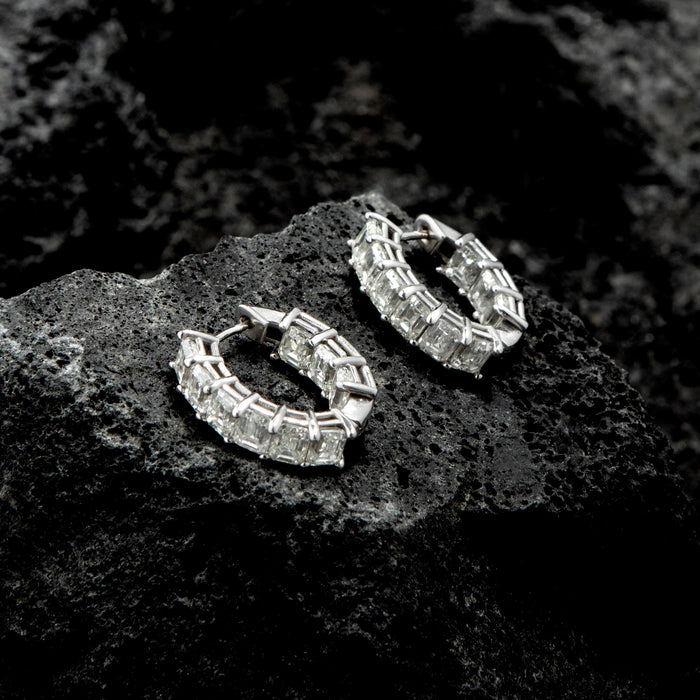 Day to Night Hoop Lab Diamond Earrings in 14K White Gold