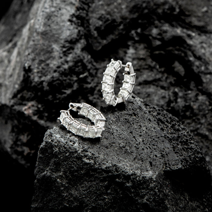 Day to Night Hoop Lab Diamond Earrings in 14K White Gold