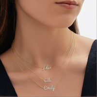 Personalised Bella Script Diamond Necklace in 14K Yellow Gold