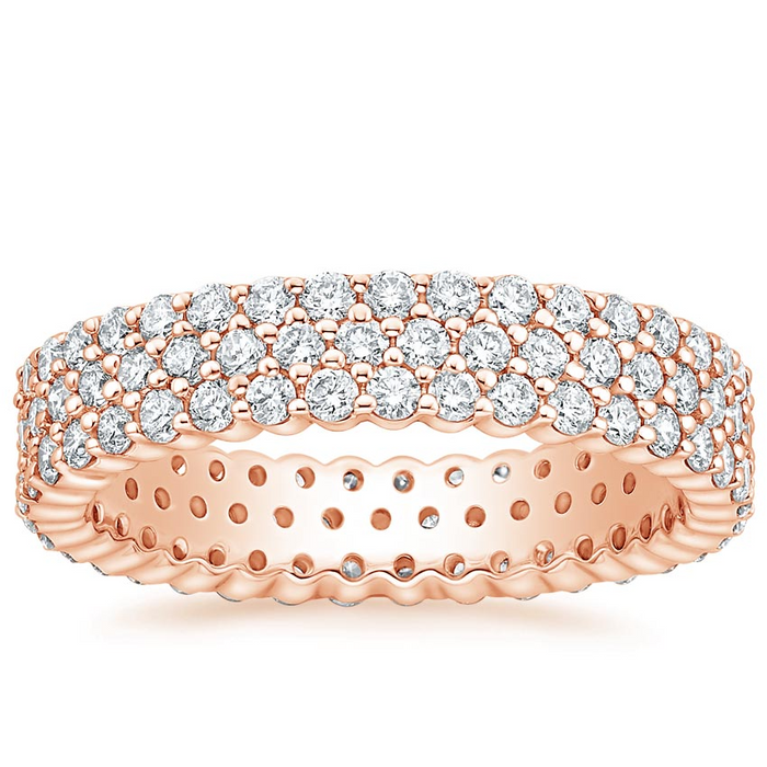 Eternity Triple Row Diamond Band Ring in 14K Gold