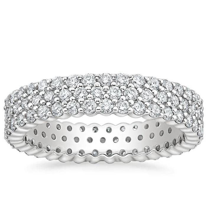 Eternity Triple Row Diamond Band Ring in 14K Gold