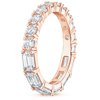 Emerald Round Cut Diamond Eternity Band Ring in 14K Gold
