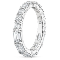 Emerald Round Cut Diamond Eternity Band Ring in 14K Gold