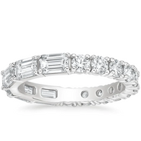 Emerald Round Cut Diamond Eternity Band Ring in 14K Gold
