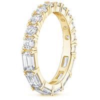 Emerald Round Cut Diamond Eternity Band Ring in 14K Gold