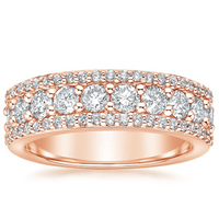Round Cut Diamonds Shared Prong Setting Ring in 14K Gold